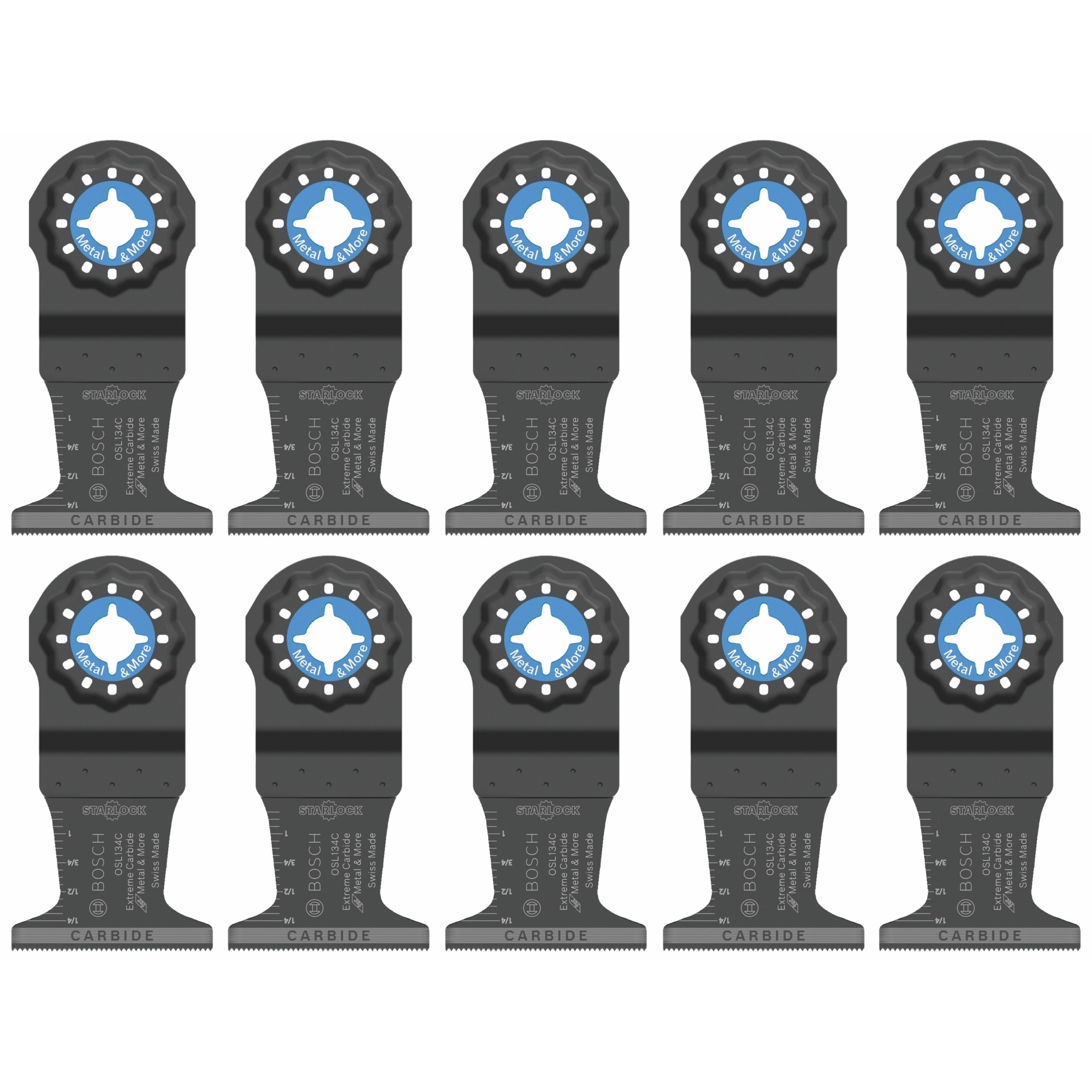 Bosch Starlock Oscillating Multi-Tool Carbide Plunge Cut Blade — 1 3/4in., 10 Pk., Model# OSL134C-10